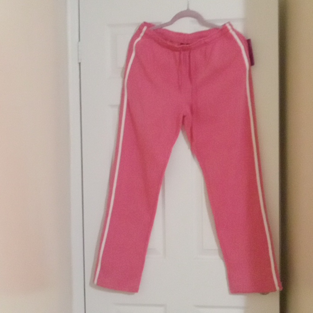 Women pink and white sweatpants